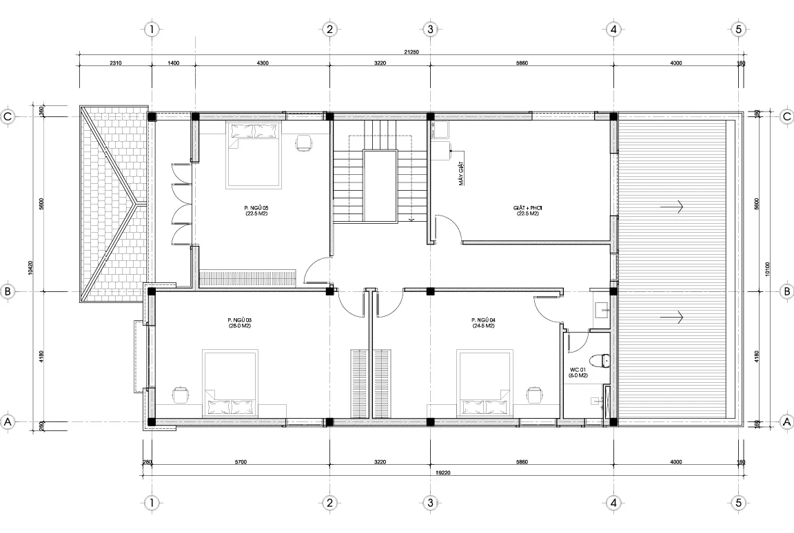 mặt bằng thiết kế nhà 2 tầng mái Nhật