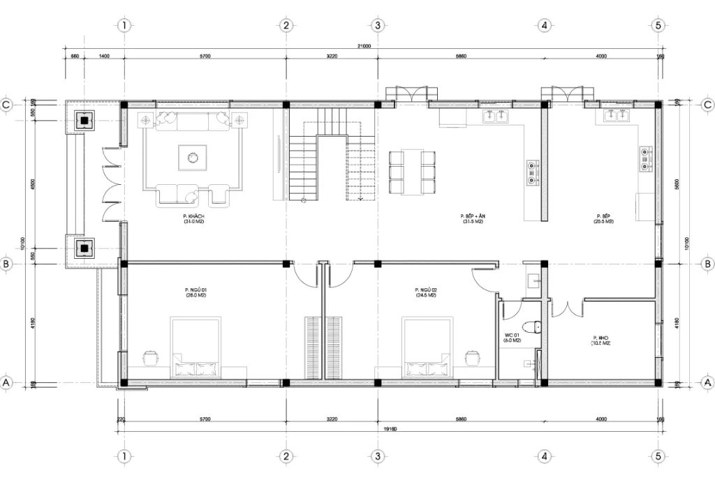 mặt bằng thiết kế nhà 2 tầng mái Nhật