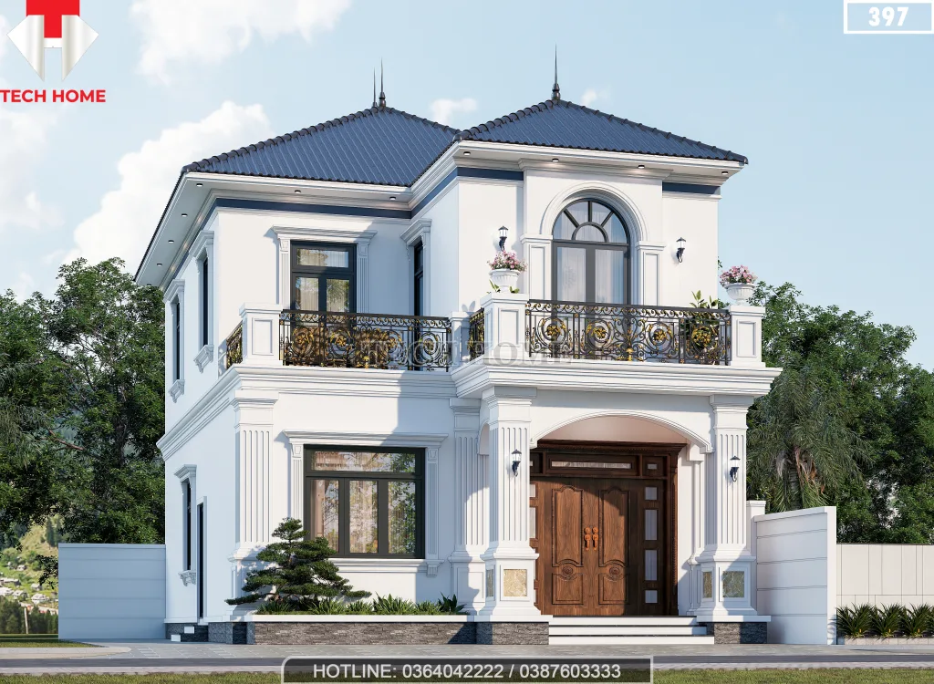 thiết kế nhà 2 tầng mái Nhật