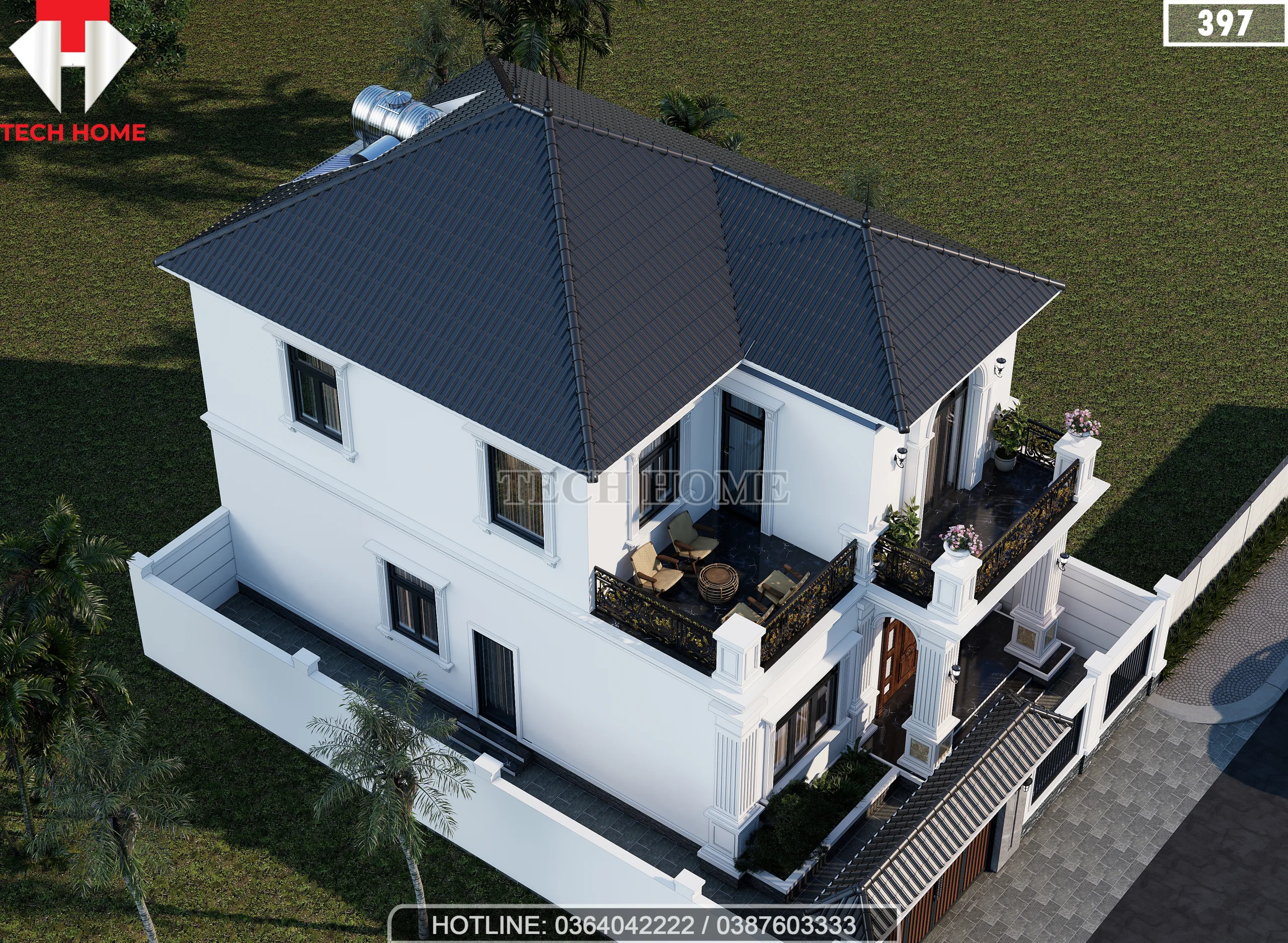 thiết kế nhà 2 tầng mái Nhật