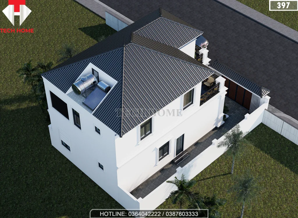 thiết kế nhà 2 tầng mái Nhật