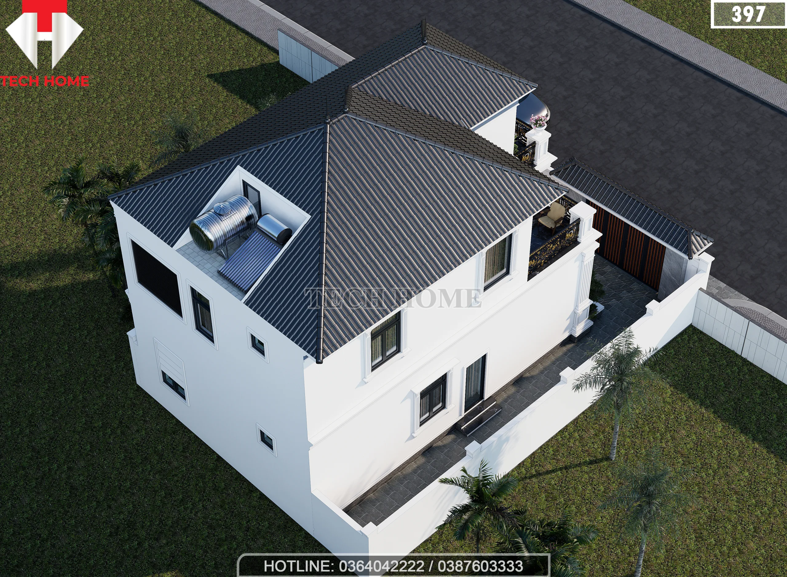 thiết kế nhà 2 tầng mái Nhật