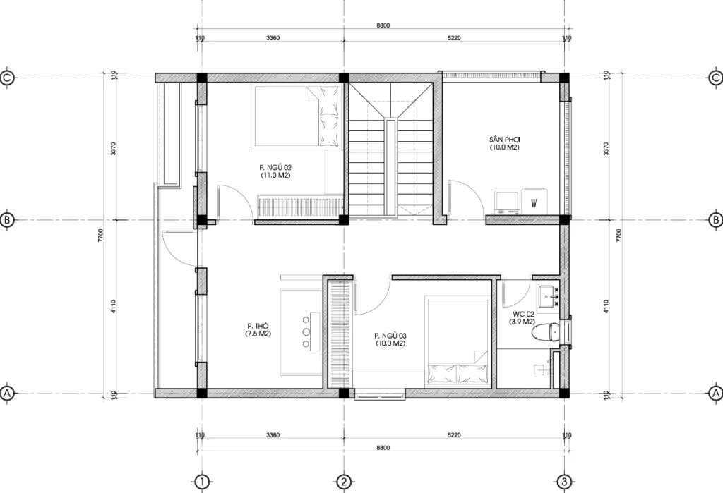 mặt bằng thiết kế nhà 2 tầng tại Thái Bình