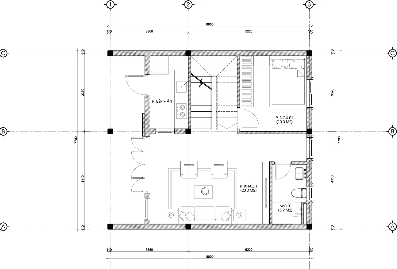 mặt bằng thiết kế nhà 2 tầng tại Thái Bình
