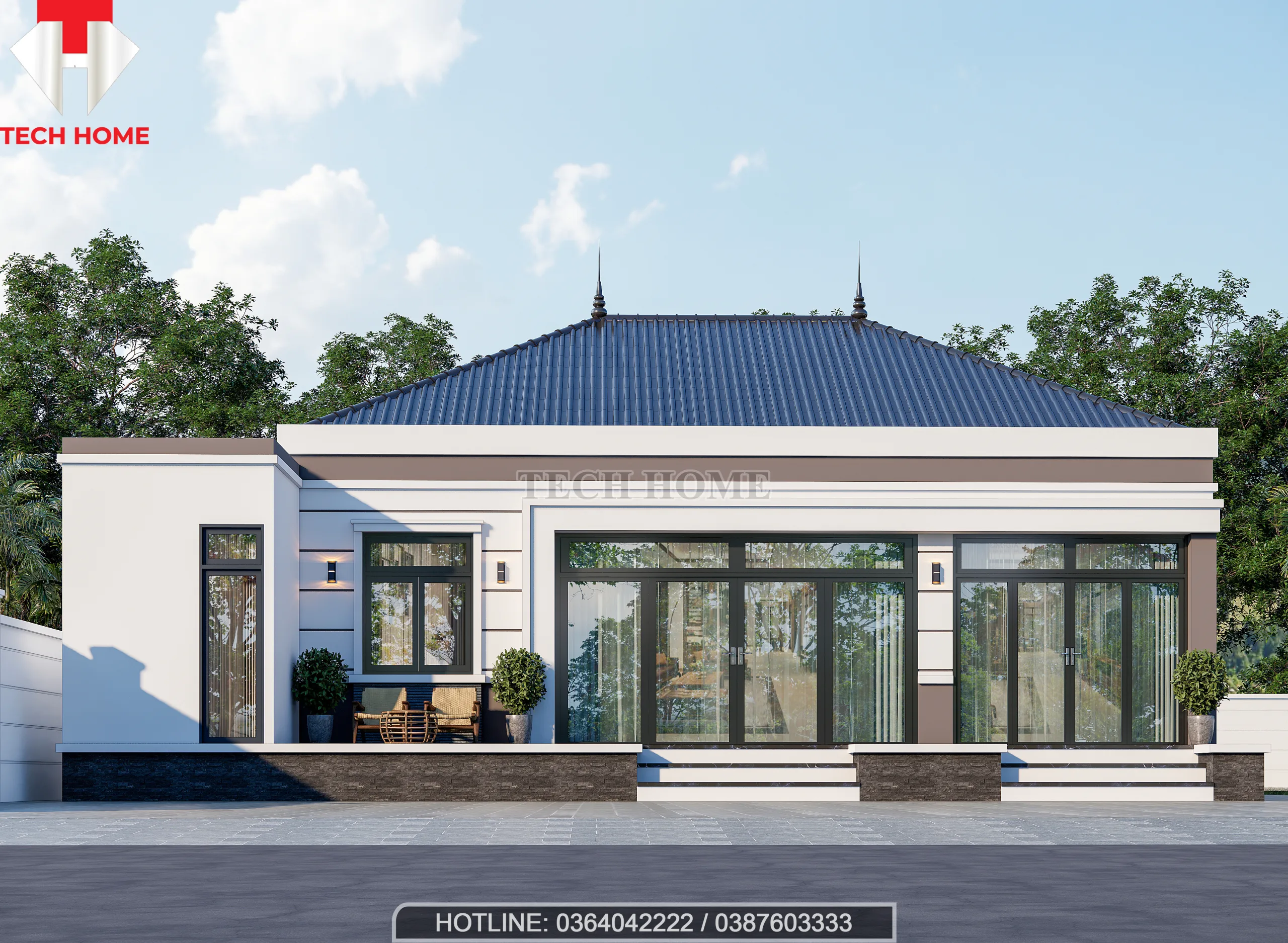 thiết kế nhà cấp 4 mái Nhật