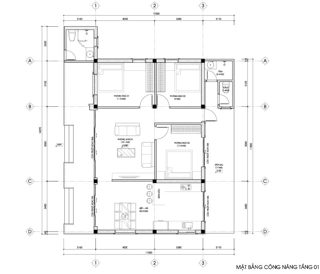 mặt bằng thiết kế nhà cấp 4 mái Nhật