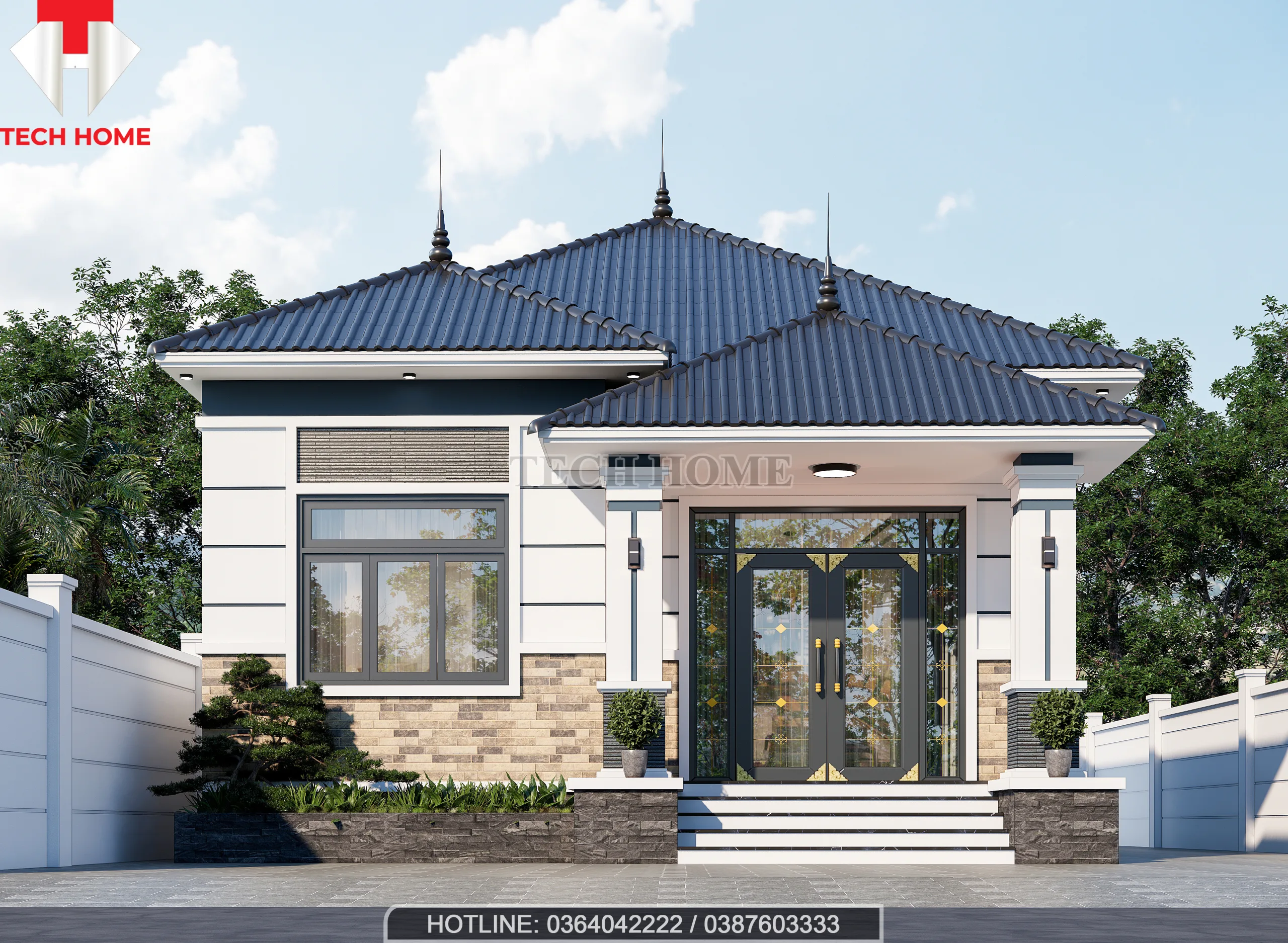 thiết kế nhà cấp 4 mái nhật