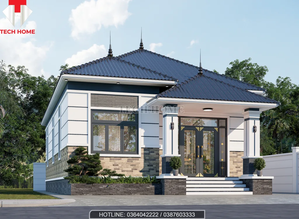 thiết kế nhà cấp 4 mái nhật