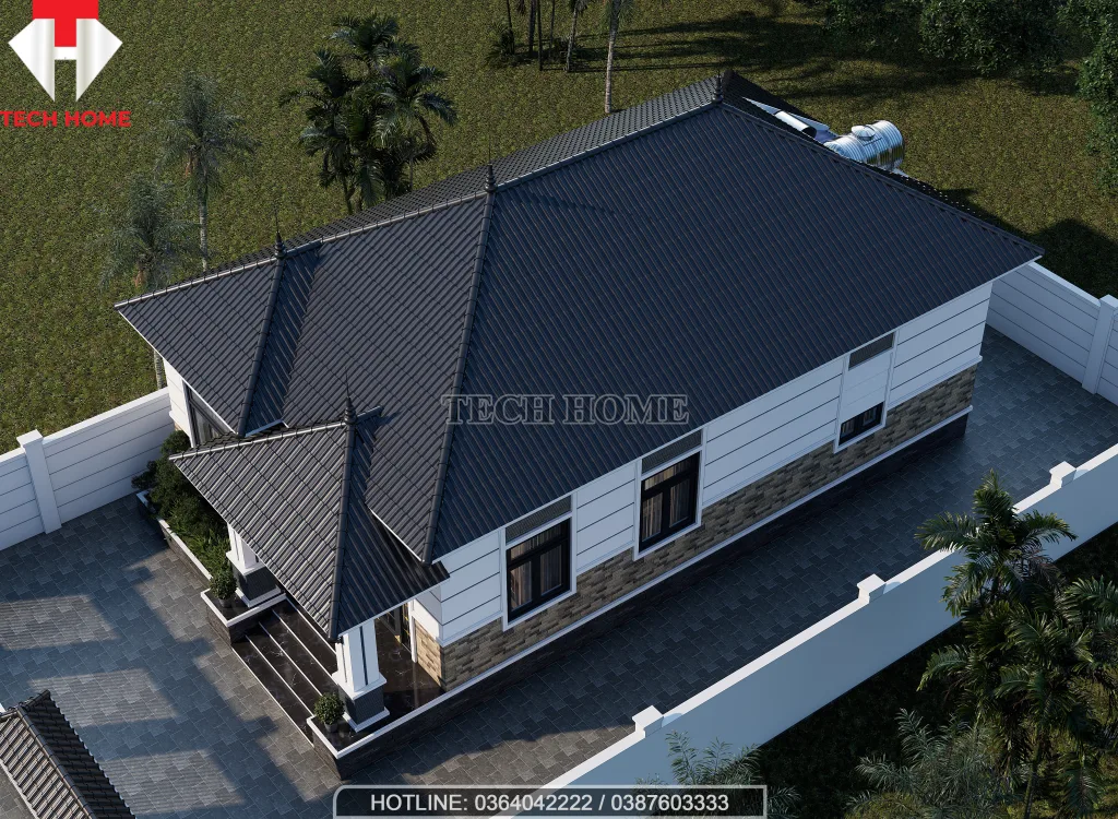 thiết kế nhà cấp 4 mái nhật