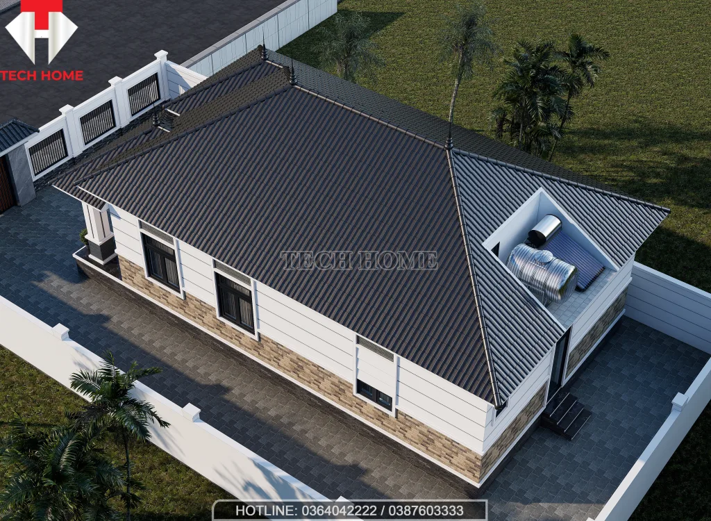 thiết kế nhà cấp 4 mái nhật