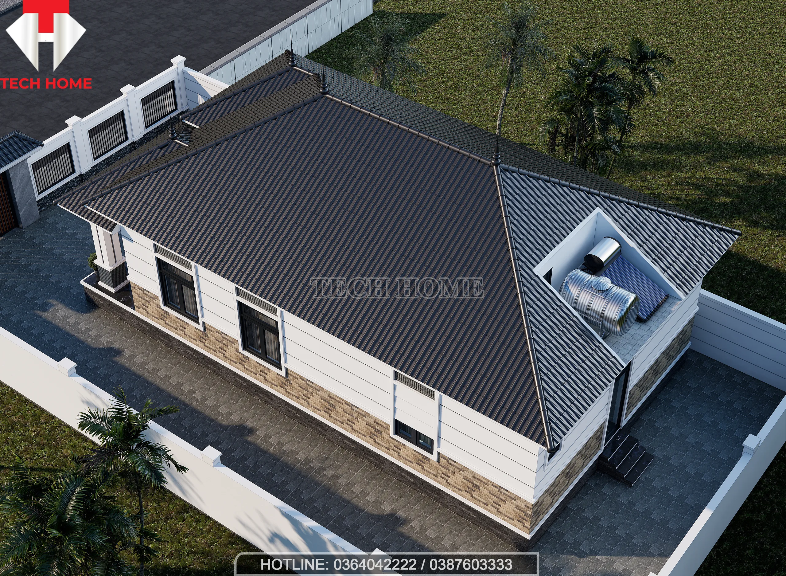 thiết kế nhà cấp 4 mái nhật