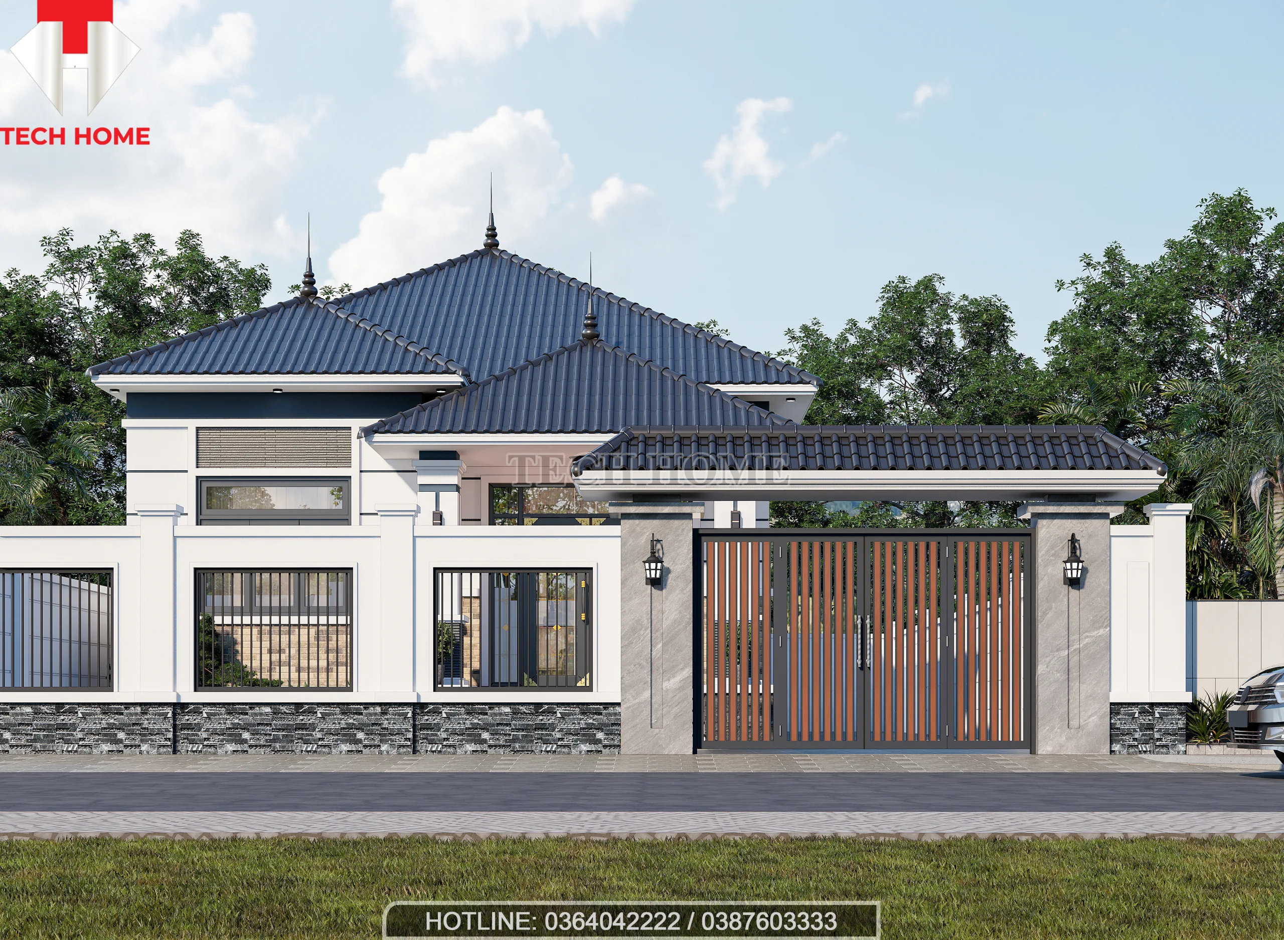 thiết kế nhà cấp 4 mái nhật