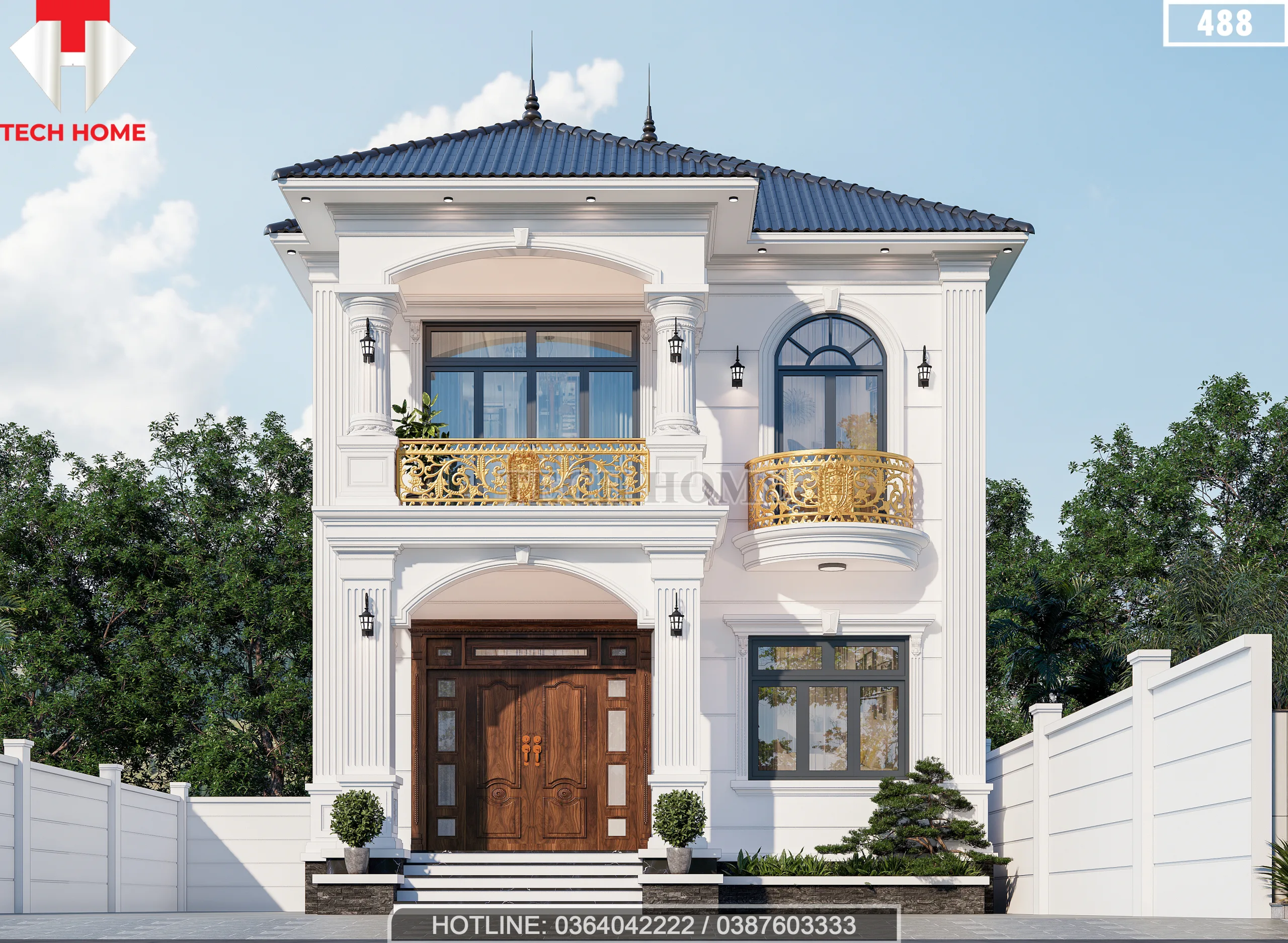 thiết kế nhà mái Nhật 2 tầng