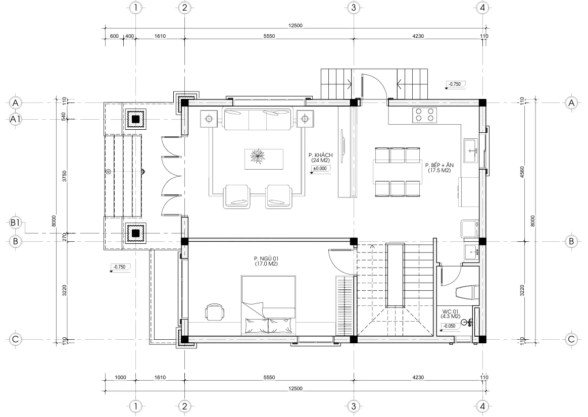 mặt bằng thiết kế nhà mái Nhật 2 tầng