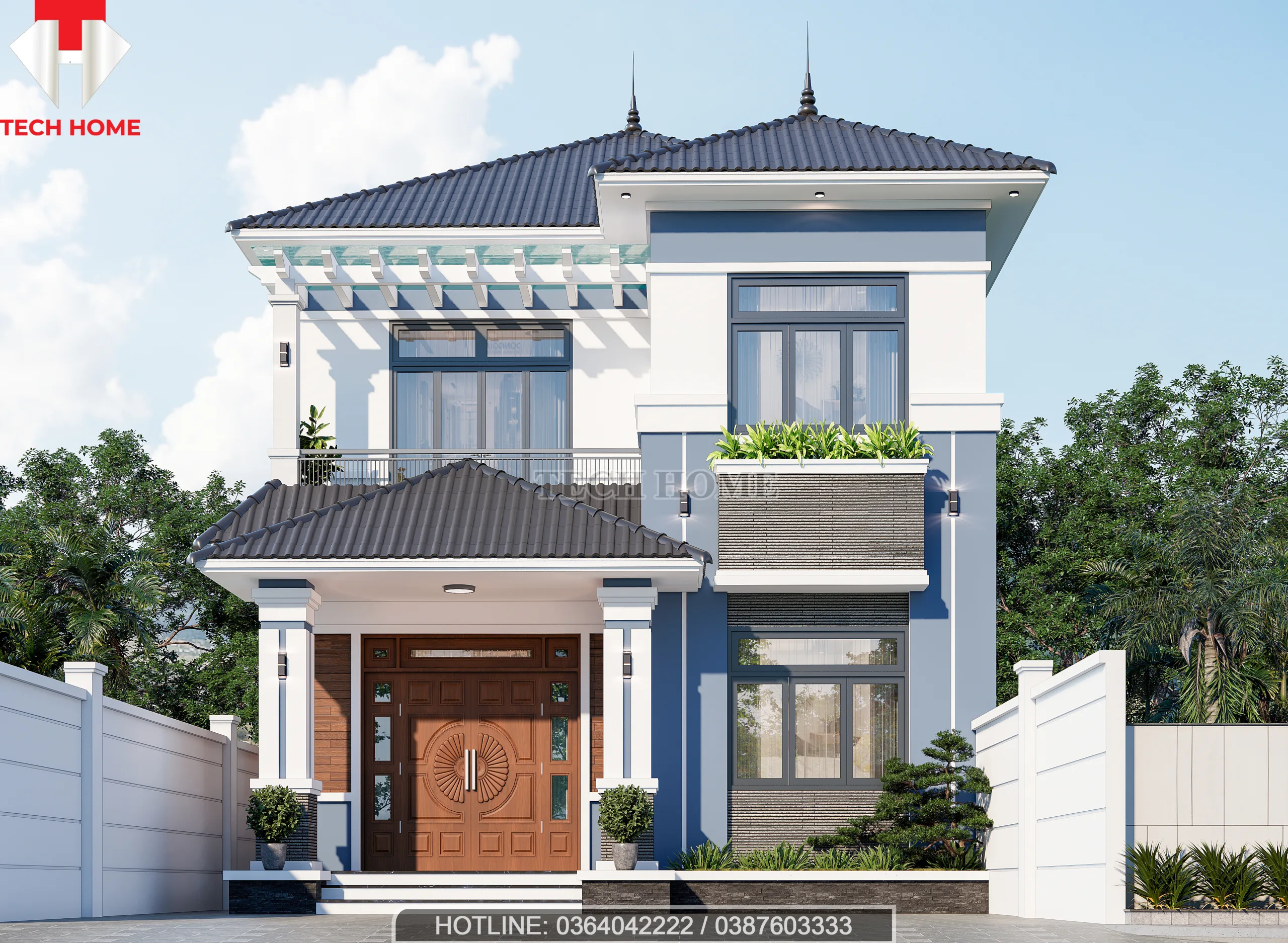 thiết kế nhà mái Nhật 2 tầng