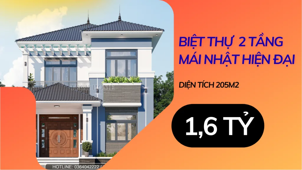 thiết kế nhà mái Nhật 2 tầng