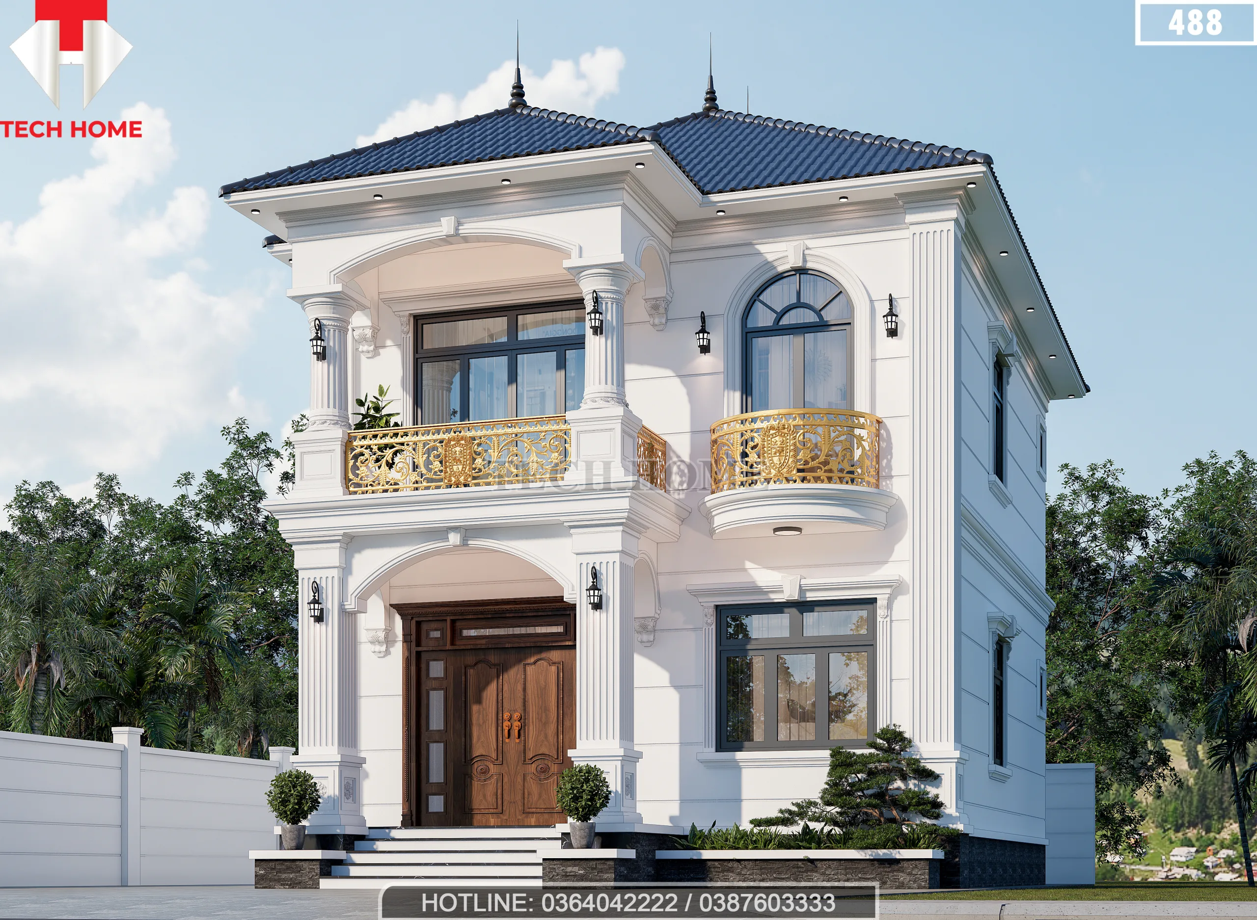 thiết kế nhà mái Nhật 2 tầng