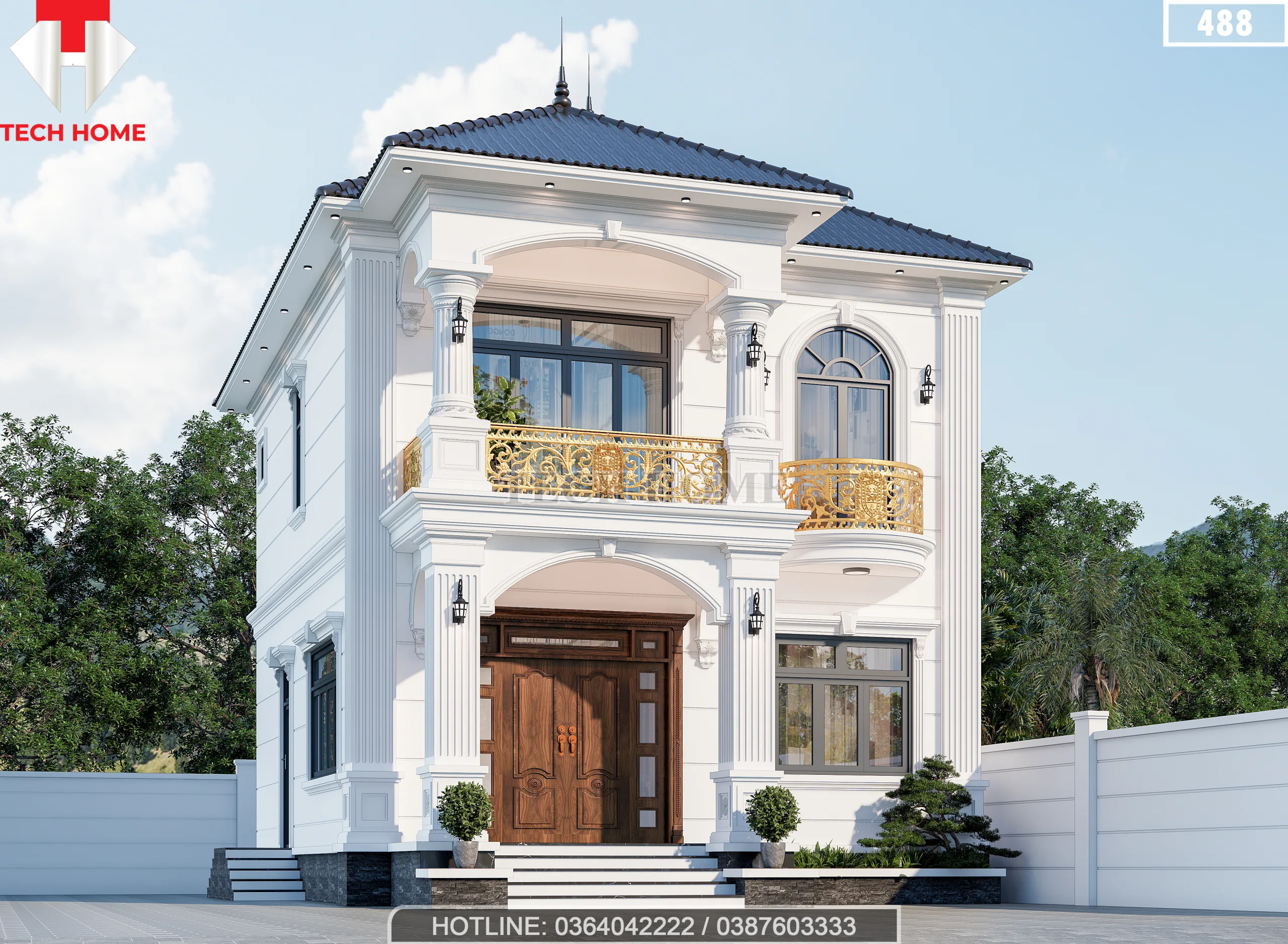 thiết kế nhà mái Nhật 2 tầng