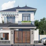 thiết kế nhà mái Nhật 2 tầng