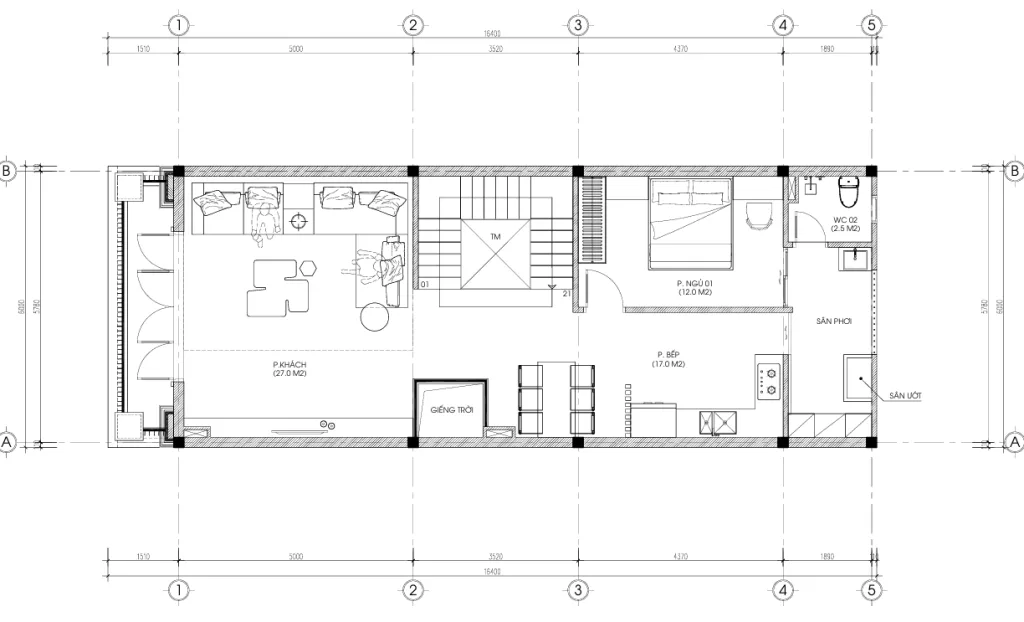 mặt bằng thiết kế nhà ống tân cổ điển