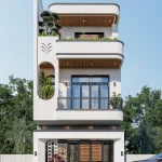 thiết kế nhà phố 2 tầng 1 tum