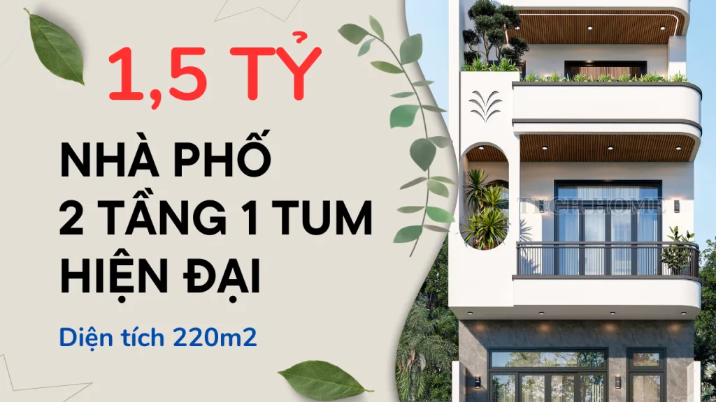 thiết kế nhà phố 2 tầng 1 tum