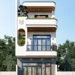 thiết kế nhà phố 2 tầng 1 tum