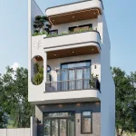thiết kế nhà phố 2 tầng 1 tum