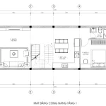mặt bằng thiết kế nhà phố 2 tầng 1 tum