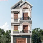 thiết kế nhà phố 3 tầng mái thái