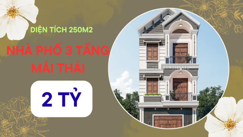 thiết kế nhà phố 3 tầng mái thái