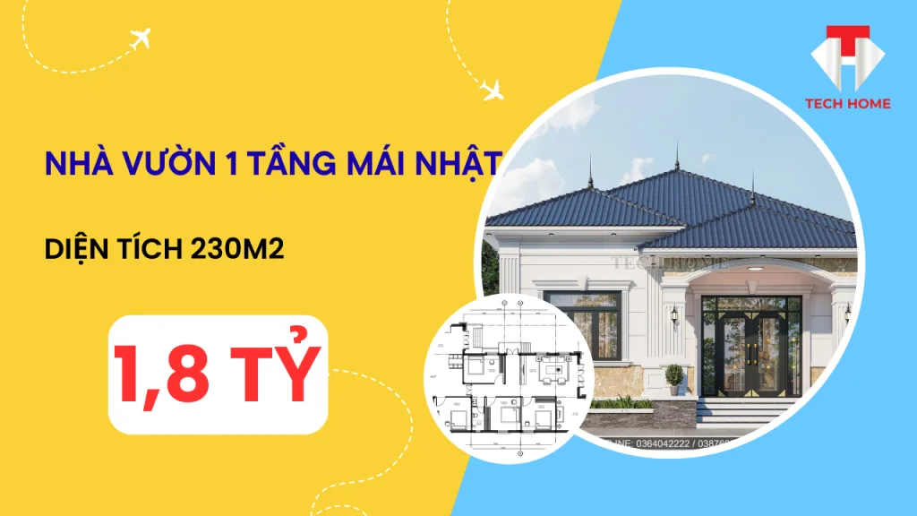 nhà vườn 1 tầng mái Nhật