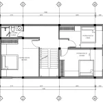 Bản vẽ bố trí công năng tầng 2 mẫu nhà 2 tầng 1 tum hiện đại 4 phòng ngủ diện tích 78m2 sàn.