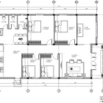 Bản vẽ bố trí công năng tầng 1 mẫu nhà cấp 4 mái Nhật diện tích 162m2 gồm 4 phòng ngủ.