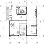 Bản vẽ bố trí công năng tầng 1 mẫu nhà 2 tầng 1 tum mái Nhật diện tích 115m2 có phòng ngủ ông bà.