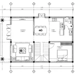 mặt bằng tầng 1 mẫu nhà 2 tầng mái Nhật