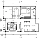 Bản vẽ bố trí công năng tầng 1 mẫu nhà 2 tầng mái Thái diện tích 75m2 gồm phòng khách, phòng thờ, bếp ăn và 1 ngủ.