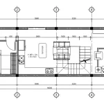 Bản vẽ bố trí công năng tầng 1 mẫu thiết kế nhà ống 3 tầng diện tích 72m2 gồm phòng khách và bếp ăn.