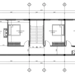 Bản vẽ bố trí công năng tầng 2 mẫu nhà 2 tầng mái Nhật hiện đại diện tích 104m2 gồm phòng thờ, 3 ngủ, 1 WC chung.