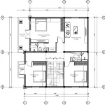 Bản vẽ bố trí công năng tầng 2 mẫu nhà 2 tầng 1 tum mái Nhật diện tích 115m2