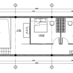 Bản vẽ mặt bằng tầng 2 mẫu nhà 2 tầng đẹp bố trí 2 phòng ngủ và phòng thờ hướng ban công.