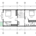 Bản vẽ bố trí công năng tầng 2 mẫu nhà 2 tầng đẹp diện tích 80m2 với 2 phòng ngủ
