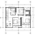 Bản vẽ bố trí công năng tầng 2 mẫu thiết kế nhà 3 tầng hiện đại diện tích 99m2.
