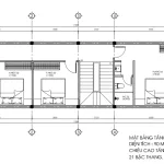 Chi tiết bản vẽ mặt bằng tầng 2 mẫu thiết kế nhà phố 3 tầng với 3 phòng ngủ tiện nghi.