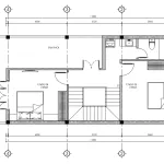 Bản vẽ bố trí công năng tầng 3 mẫu nhà 3 tầng đẹp diện tích 55m2 gồm 2 ngủ, 1 WC chung và sân phơi