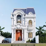 Phối cảnh mặt tiền biệt thự mái Mansard tân cổ điển sang trọng của cô Oanh tại Việt Trì.