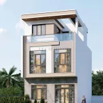 Góc nghiêng mẫu nhà 2 tầng 1 tum hiện đại