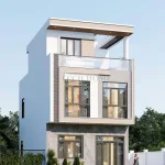 Góc nghiêng mẫu nhà 2 tầng 1 tum hiện đại