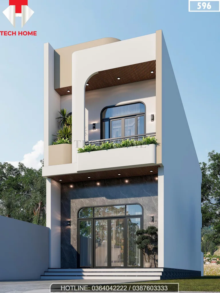 Góc nghiêng mẫu nhà 2 tầng đẹp hiện đại tại Quảng Ninh.