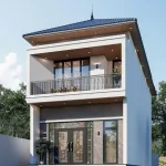 Góc nghiêng mẫu nhà 2 tầng mái Nhật hiện đại